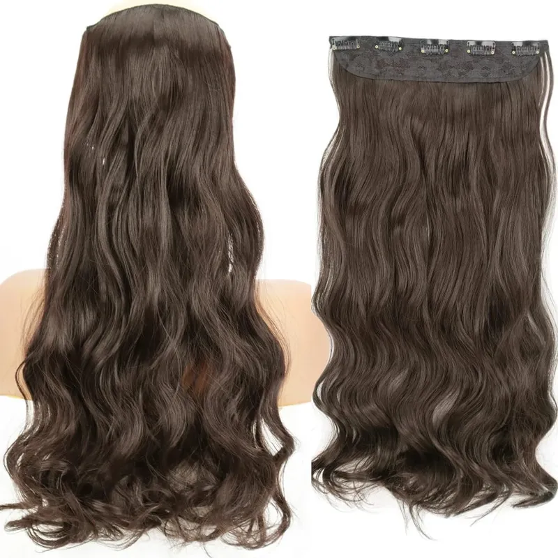 32inch Synthetic Hair Extensions One Piece 5 Clips Long Straight High Temperature Fiber Black Brown Hairpiece — image 20