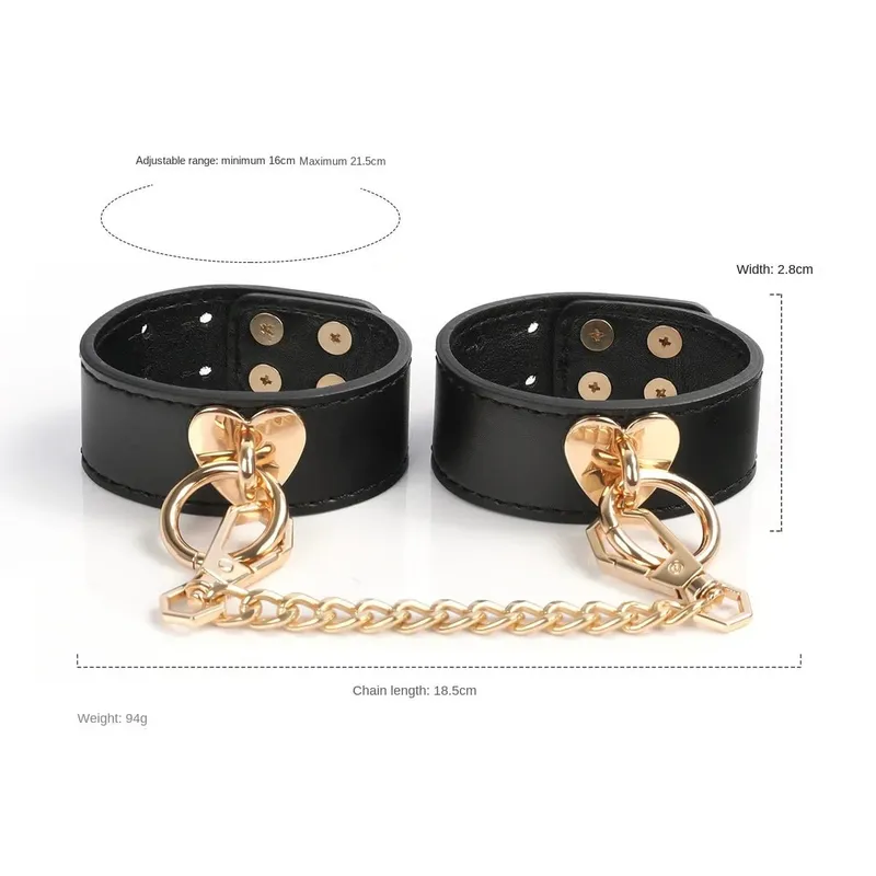Slave Rollespilssæt Læderhåndjern Ankelmanchetter Ball Gag Mask Piskekrave Snor Sexlegetøj til kvinder Par BDSM Bondage Kit — image 7