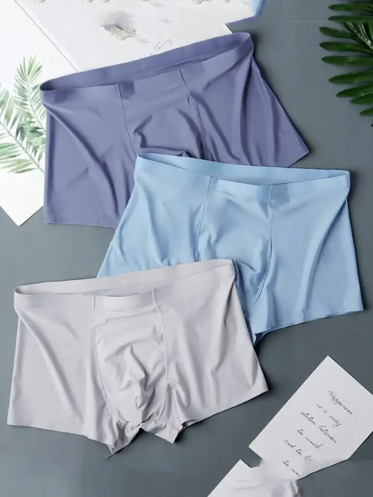 10 pçs masculino de seda gelo sexy sem costura ultra-fino boxer briefs shorts roupa interior masculino calcinha respirável — image 1