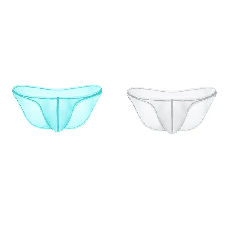 남성 속옷 섬세한 얼음 실크 투명 삼각형 팬티 성격 낮은 허리 팬티 — image 24