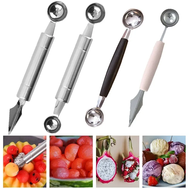 Fruit Spoon Digging Double Headed Stainless Steel Portable Multifunctional Melon Baller Scoop DIY Fruit Platter Ball Tool TMZ — image 2