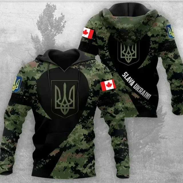 New Ukrainian national emblem Canada Flag Camo printed hoodies 3D Men Women casual pullover military hooded Sweatshirt clothing — image 18