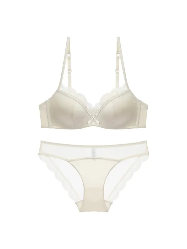 Summer Seamless Lace Bra Set for Small Bust Soft Wire Anti-Sagging Slimming Bralette & Panty Lightweight Lingerie Sexy Set — image 2
