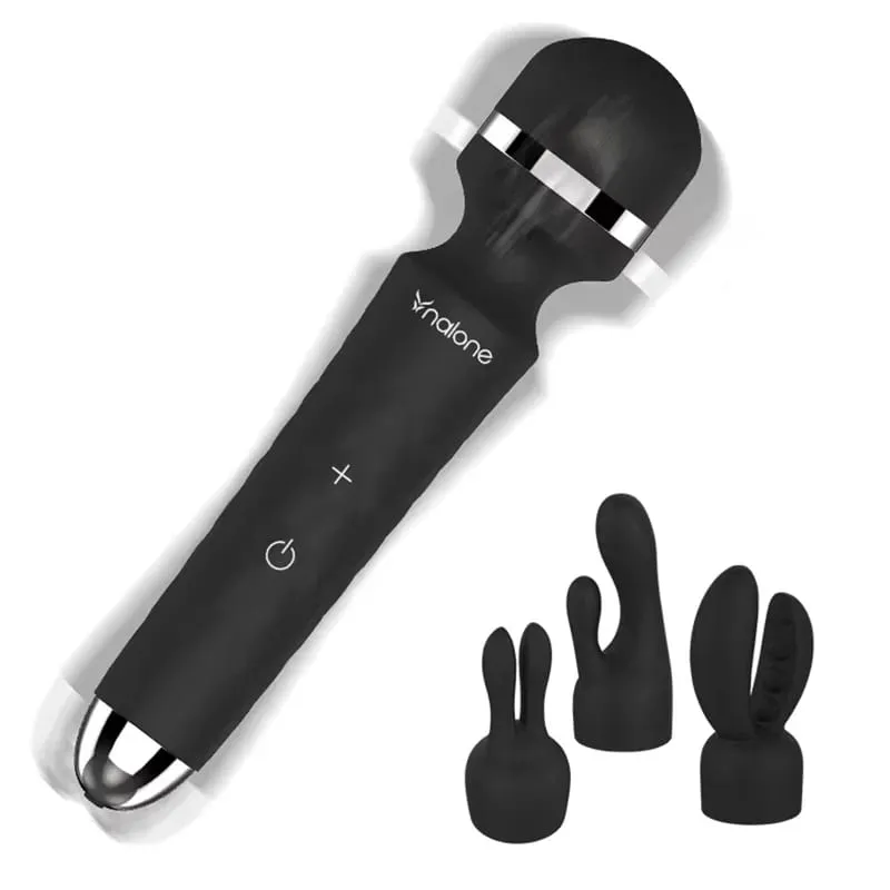 Nalone Powerful Vibrator Optional 3 Nozzles USB Recharge Magic Wand AV Vibrator Massager Vibration Dildo Adult 18+ Women Sex Toy — image 1