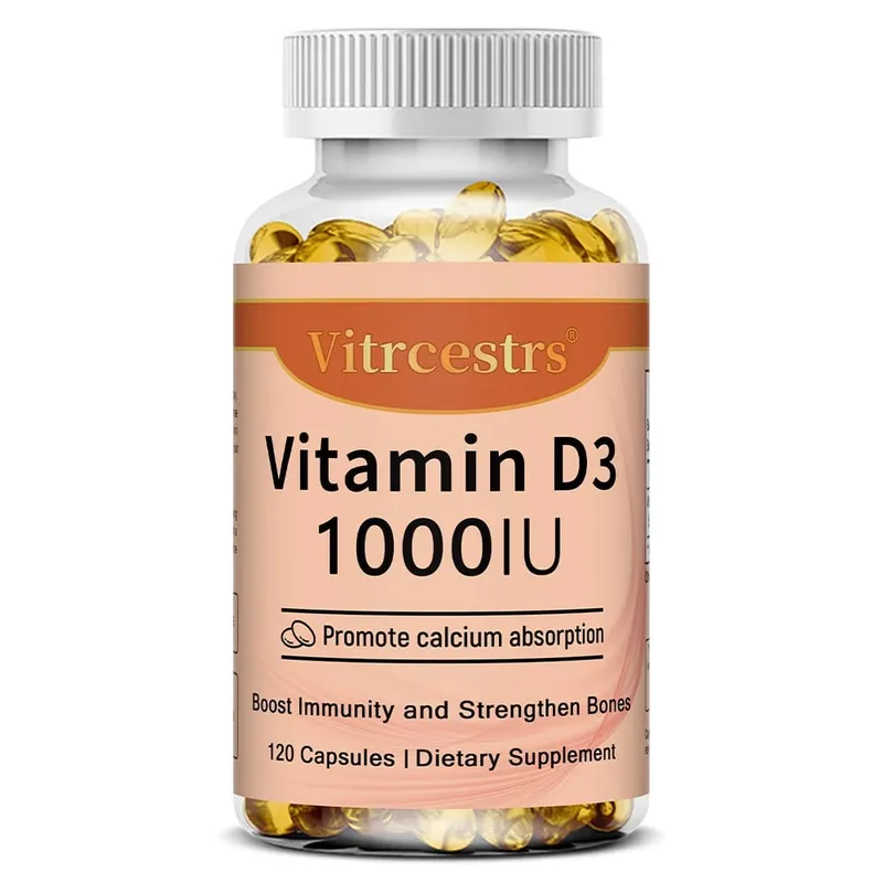 Vitamin D3 1000iu untuk Sokongan Imun Fungsi Otot yang Sihat dan Kesihatan Tulang - 120 Kapsul Sayuran Bebas Gluten Bukan GMO