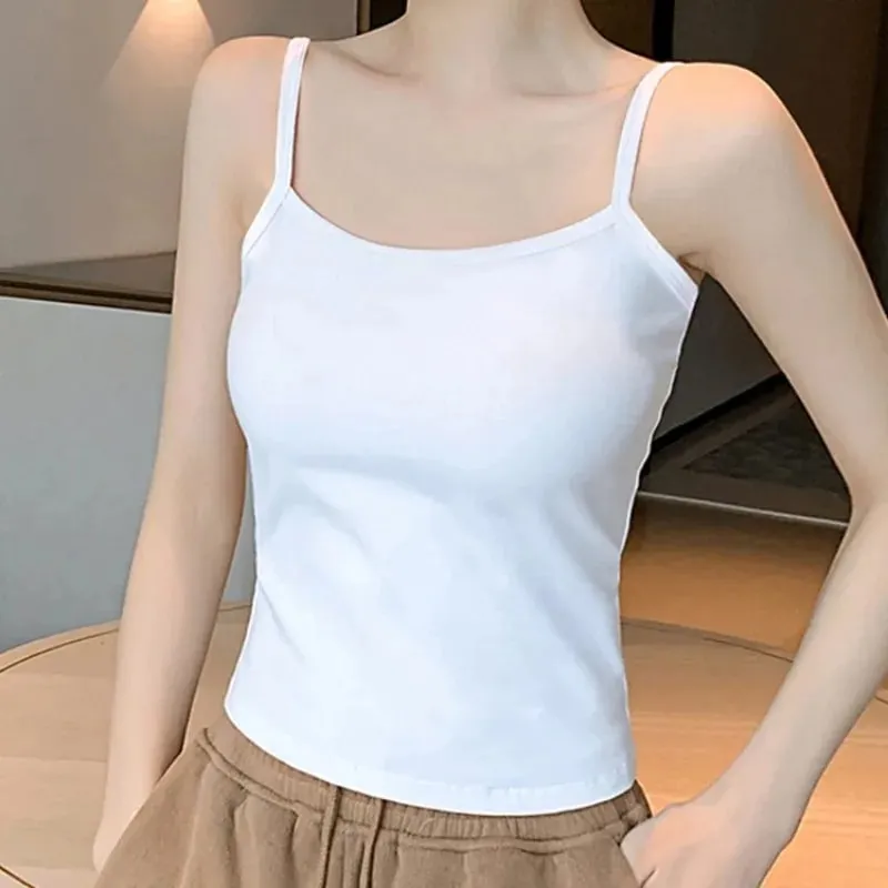 Effen Kleur Mouwloos Hemdje Vest Casual Basic Slanke Tank Top Alle Match Dagelijks Dames Zomer Mode Streetwear Tops Ondergoed — image 5