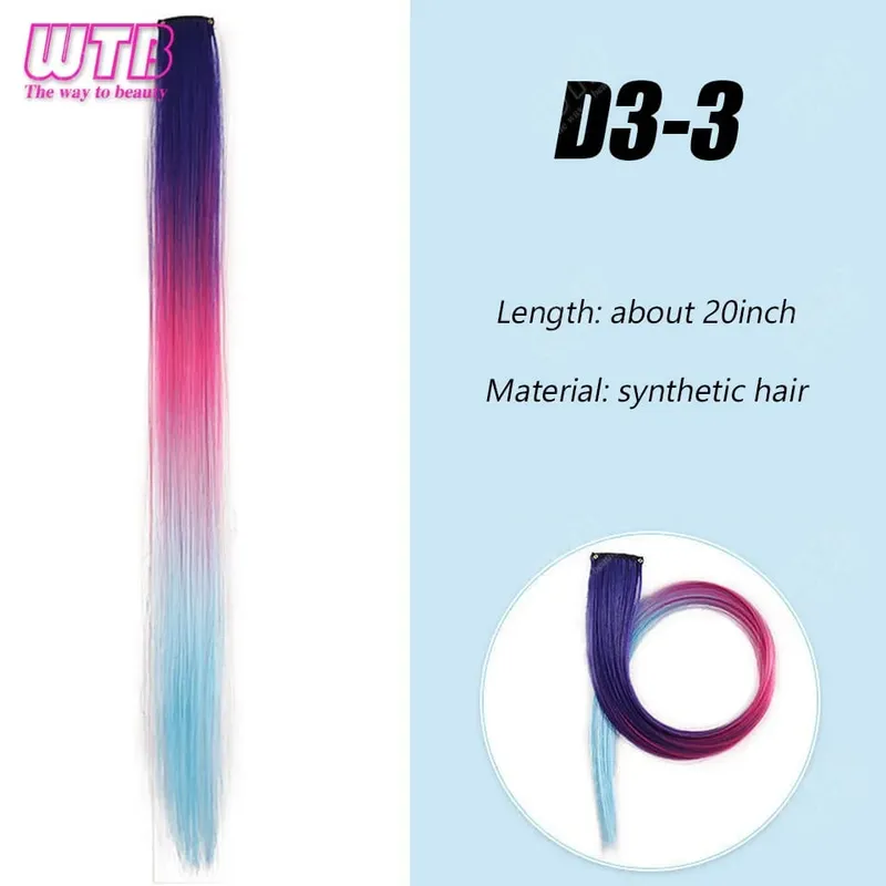 Synthetic Colored Clip in Hair Extensions Straight Hairpiece Multi-Colors Party Highlights Clip in Synthetic for Women Girls — image 14