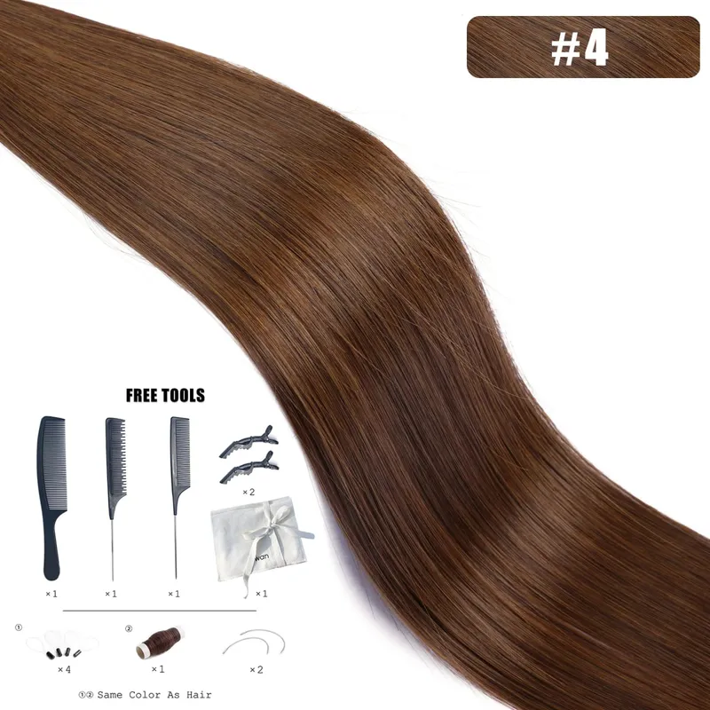 Genius Weft Human Hair Extensions 50G Remy Human Hair Invisible Brazilian Hair Extensions Hair Bundles — image 13