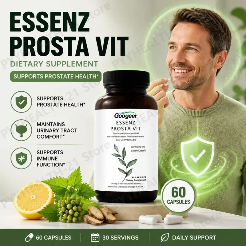Googeer Prosta Vit Essenz Capsules with Saw Palmetto Zinc Vitamin B6 Supports Prostate Urinary Health Daily Comfort 60 Count — image 1