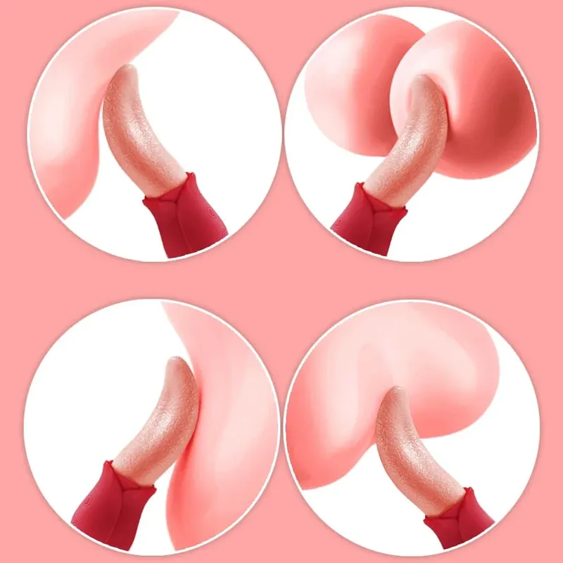 Penggetar Mawar Lidah Menjilat Realistik untuk Puting Wanita Penggetar Rangsangan Klitoris Mainan Seks untuk Pasangan Wanita Dewasa 18+ — image 2
