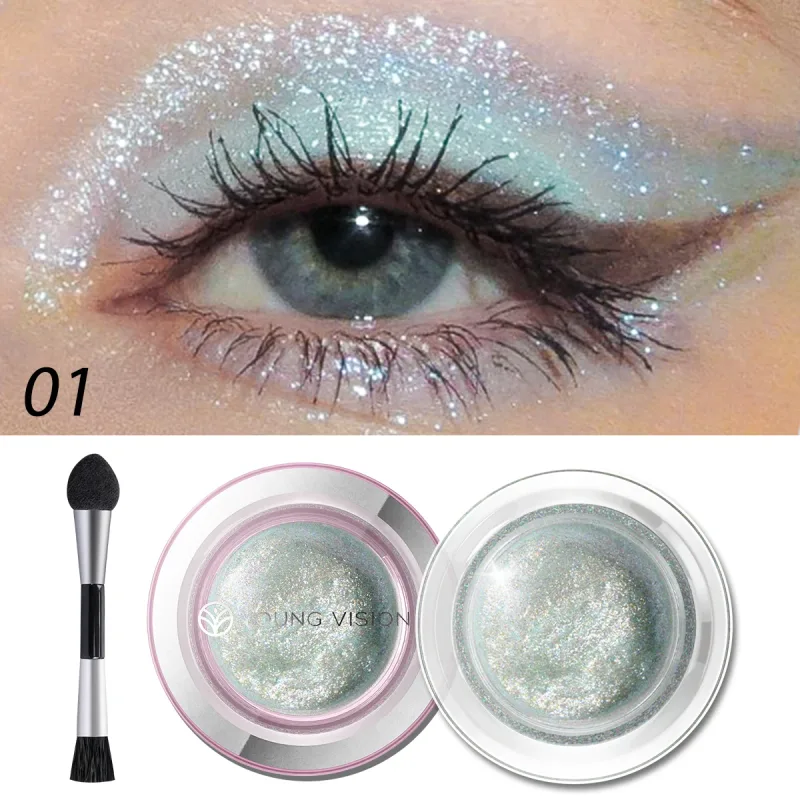 1 st Highlighter Flytande ögonskugga Vattenfast Icke-fet Långvarig Highlight & Smoky Eye Shadow med makeupborste — image 8