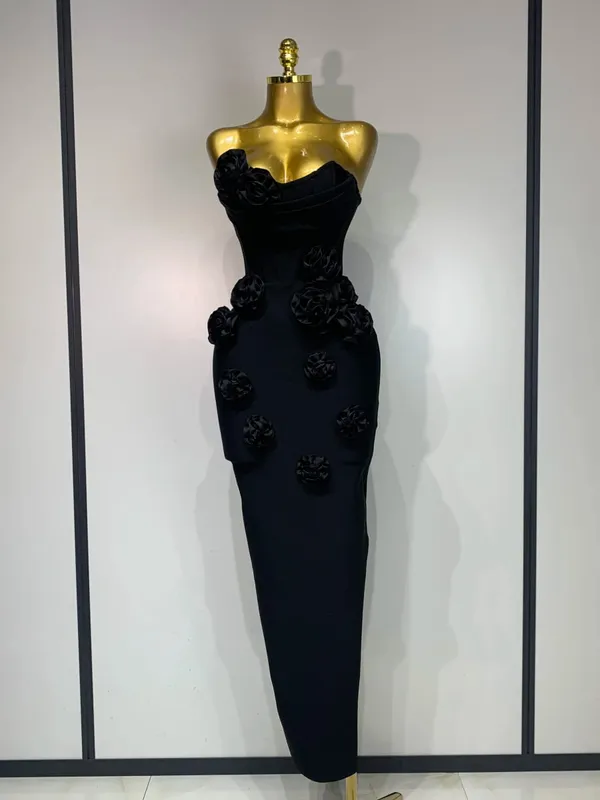 2025 ใหม่ล่าสุดผู้หญิงเซ็กซี่Backlessดอกไม้สีแดงMidiชุดCelebirty Elegant Evening Club Partyชุดวันเกิด — image 7