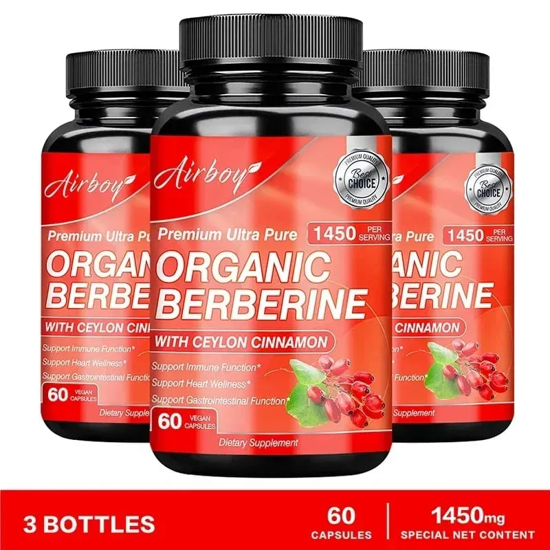 Berberine Capsules - with Ceylon Cinnamon - Blood Sugar Balance Cardiovascular Health Aid Digestion Promote MetabolismSupplem — image 11