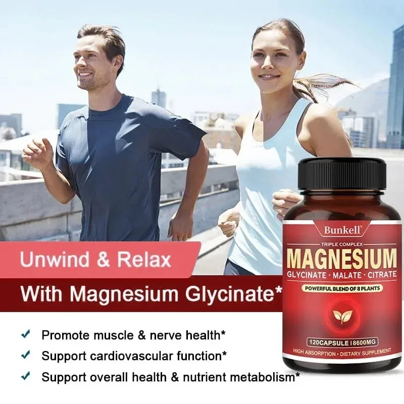 Penyerapan Tinggi Magnesium Glycinate Malate Citrate 100% Kelat Bukan GMO Vegetarian Bebas Gluten 8 600 Mg 120 Kapsul — image 4