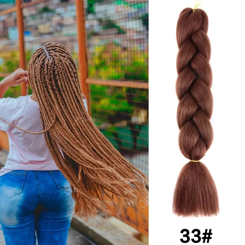 24 Inch Synthetic Jumbo Braid Pure And Ombre Braiding Hair Extensions For Women DIY Jumbo Hair Braids Black Green Gray Brown — image 14