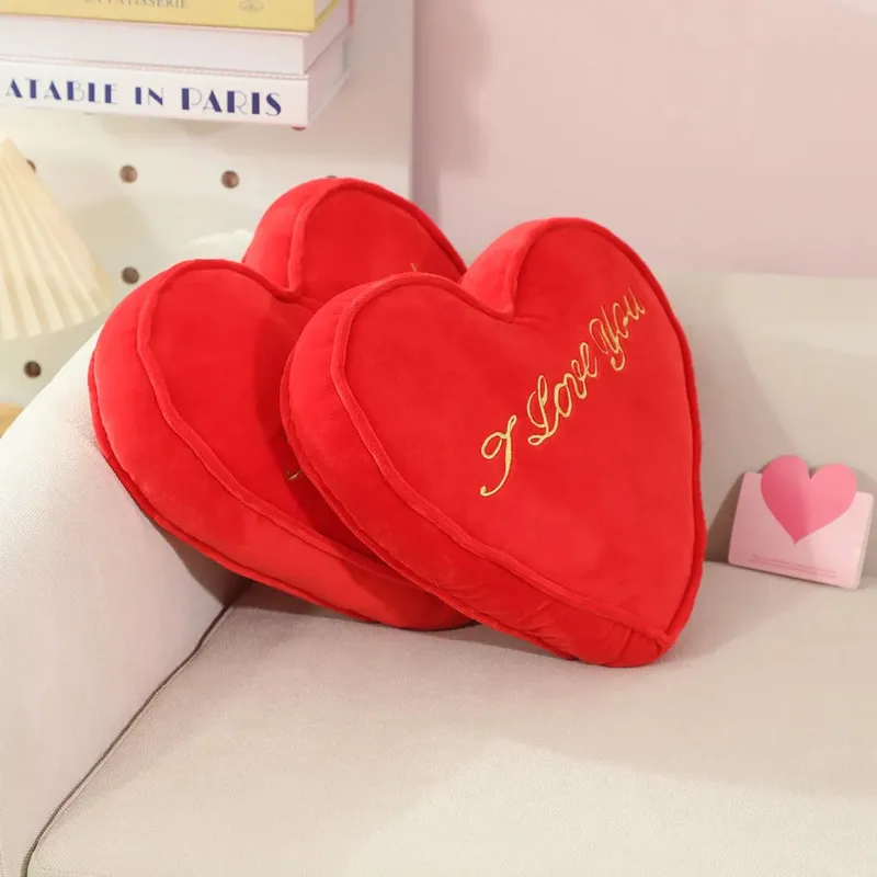 35x30cm Red Heart Plush Pillow Stuffed I LOVE U Back Support Seat Cushion Soft Valentine's Day Party Decoration Girlfriend Gift — image 8