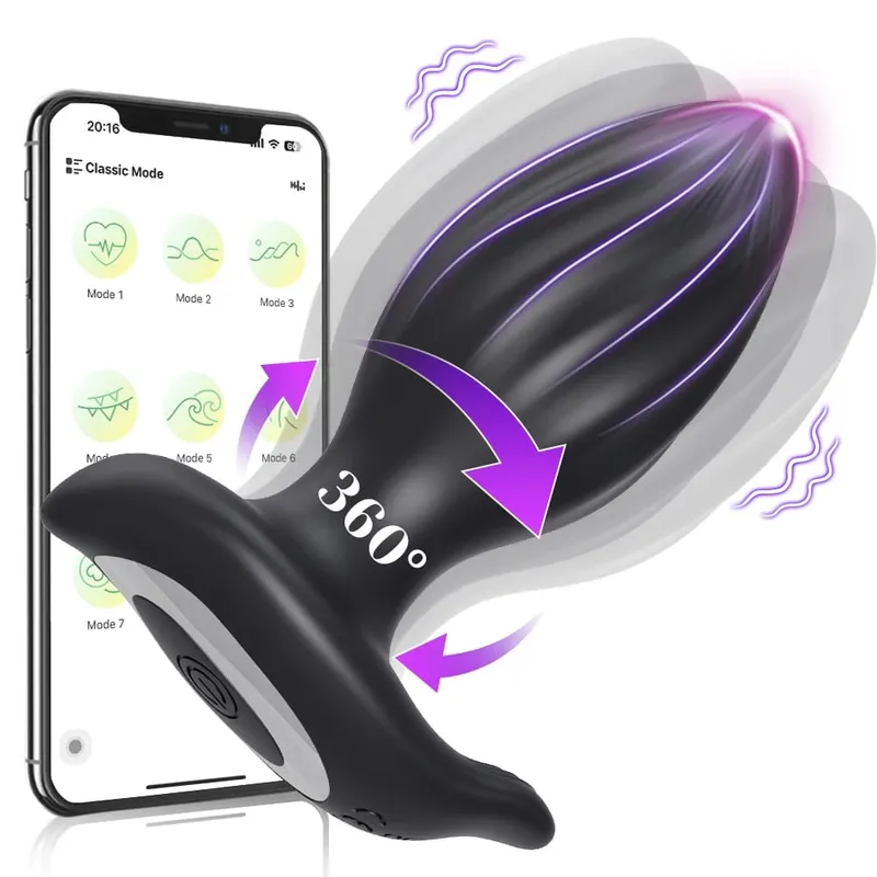 APP Control Rotation Butt Plug Anal Vibrator for Men Women 360° Wiggle Prostate Massager Anal Plug for Gay Sex Toy for Men — image 8