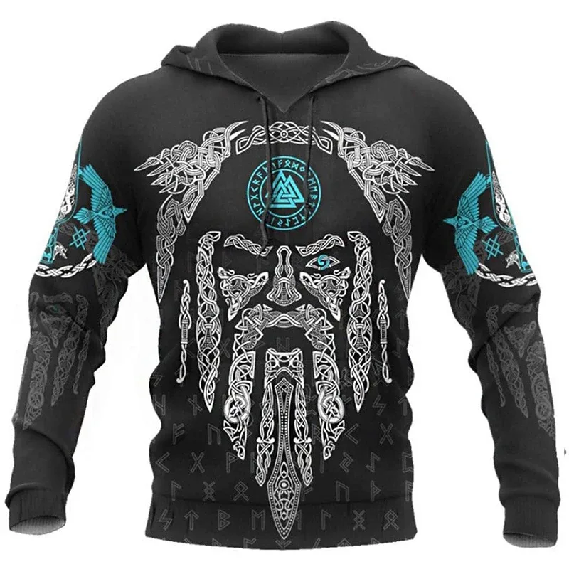 2024 Mens Hoodies Eagle Tattoo Pattern Vikings 3D Printed Fashion Casual Harajuku Hip Hop Autumn And Winter Oversized Sudaderas — image 33