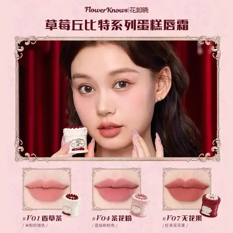 Flower Knows Strawberry Cupid Cosmetics Full Palette Lip Cream Powder Hand Cream 9-piece Set