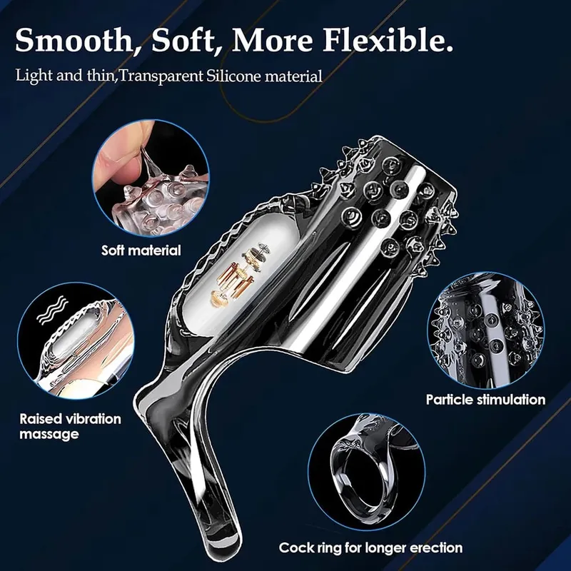 Penis Sleeve Extension Condom Male Enlargement Delay Vibrator Clits Massager Cock Ring Vibrating Penis Cover Mga Sex Toys Para sa Mga Lalaki — image 6