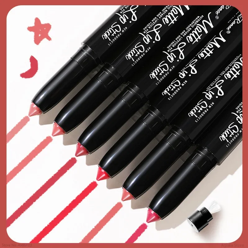 12 Colors Lipstick Pencil Matte Velvet Waterproof Long-lasting Non-stick Cup Lip Stick Sexy Rose Red Automatic Lip Liner Makeup — image 5