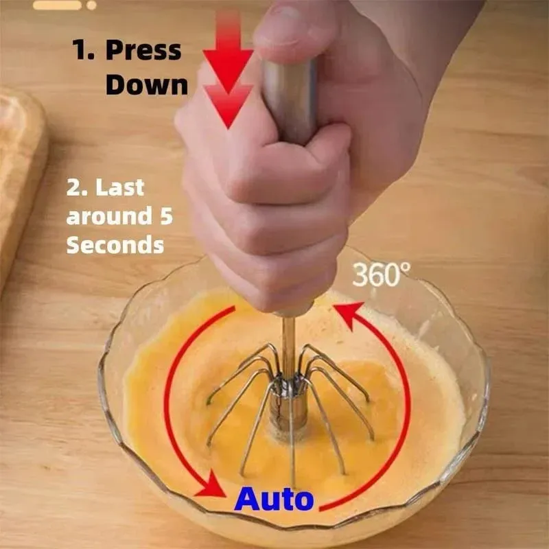 10/12/14inch Stainless Steel Semi Automatic Whisk Blender for Home -Versatile Tool for Egg Beater Milk Frother Hand Push Whisk — image 2