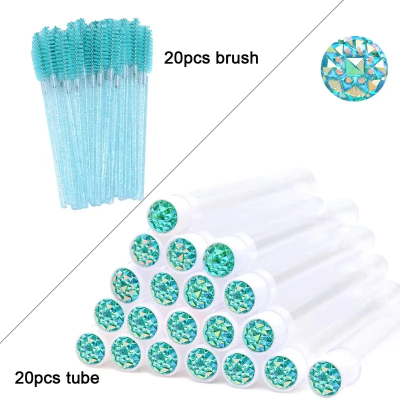 20Pcs Eyelash Brush Tubes With Crystal Lash Mascara Wands Eyebrow Comb Spoolies Container Lash Brush Applicators Makeup Tools — image 13