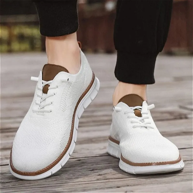 Sneakers Kasual Bertali Jala Lelaki Kasut Berjalan Ringan Bertali Fleksibel Tidak Licin Lembut Bernafas Saiz Besar Kasut Luar Lelaki — image 3