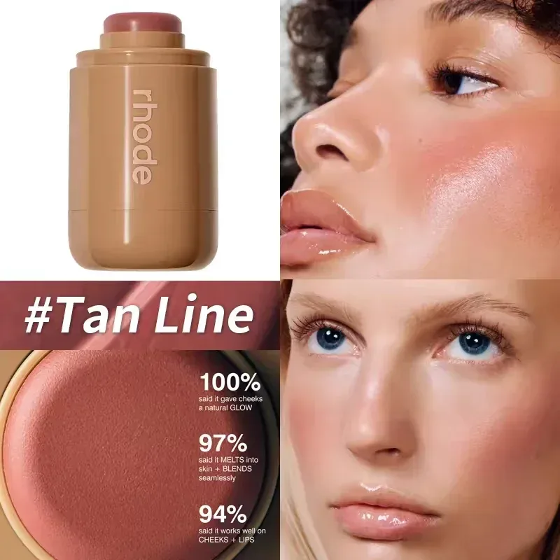 INS Pocket Powder Blusher Stick Lip Cheek Hydrating Stick Natural Rouge Powder Blusher Cream Lipstick Cheek Teacup Candy Color