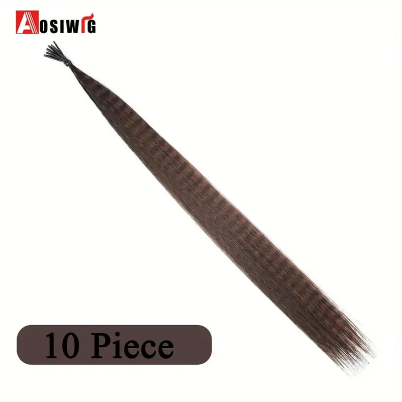 Feather Hair Extensions Colored Synthetic Clip In Hair Feather Colorful False Hair Extension Mixed Color Straight Hair For Women — image 9