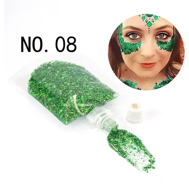 40ML Wajah Kilauan Mata Gel Krim Peringkat Pesta Shimmer Gel Makeup Berwarna-warni Bibir Rambut Kuku Kosmetik Festival Pembayang Mata — image 10