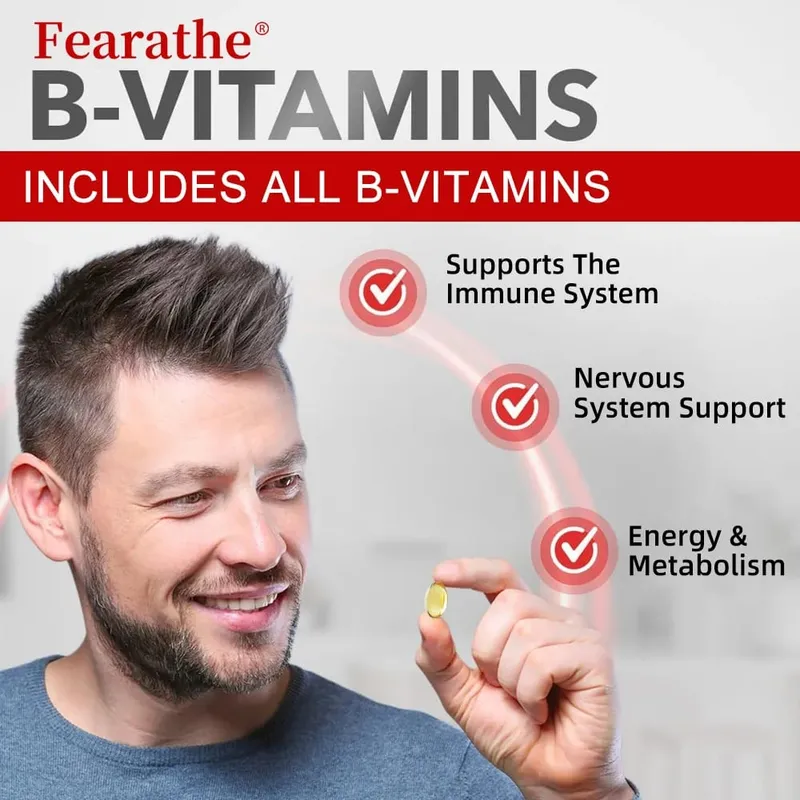 Vitamin B-Complex Vitamin Supplements (B12 B2 B3 B6 Folic Acid &Biotin) Immune & Energy Support Immune Health