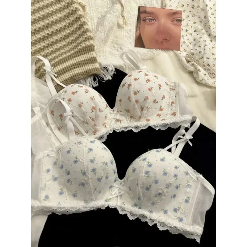 Sexy Floral Bralette For Small Chest Wireless Push Up Bra Anti Sagging Adjustable Comfort Lingerie Teens Girls Underwear — image 2