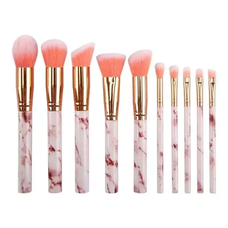 10 Pcs Marble Makeup Brushes Premium Synthetic Kabuki Foundation Blending Face Powder Blush Concealers Eye Shadows Brushes — image 8