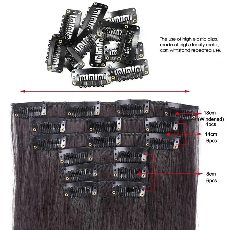 Synthetic 24Inch Hair Extension 6Pcs Long Straight Black Brown Blonde Heat-resistant Fiber Hairpiece for Women — image 4
