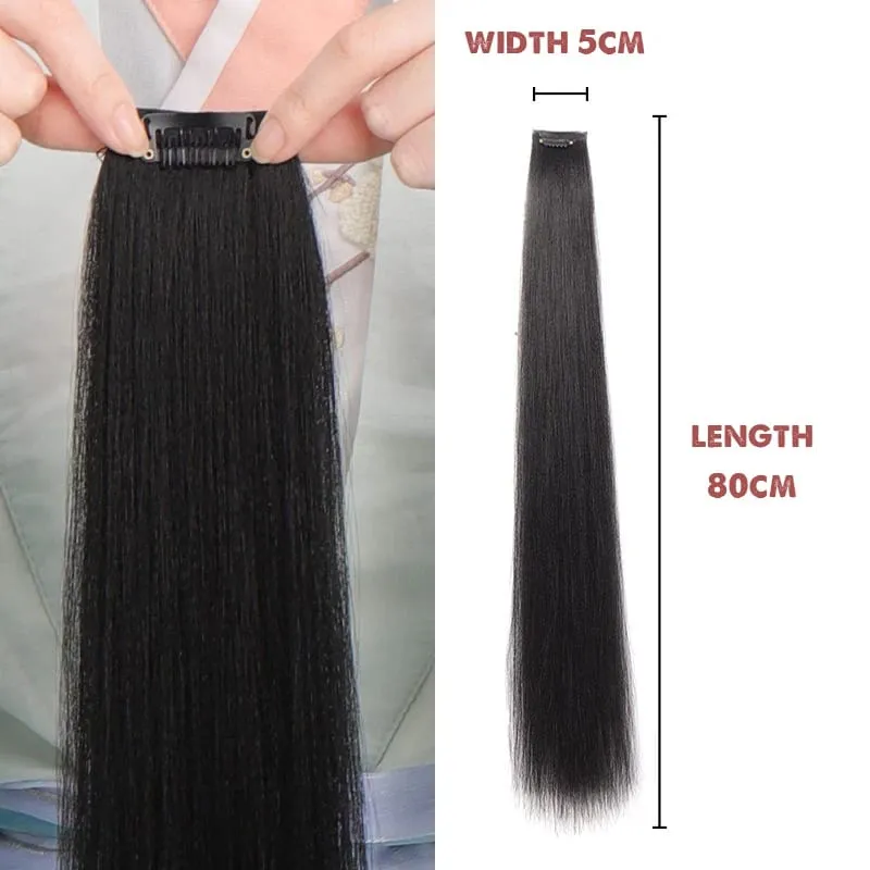 Hanfu wig piece corn whisker hairstyle one piece hair extension non knotted long straight hair piece antique hairstyle for women — image 10
