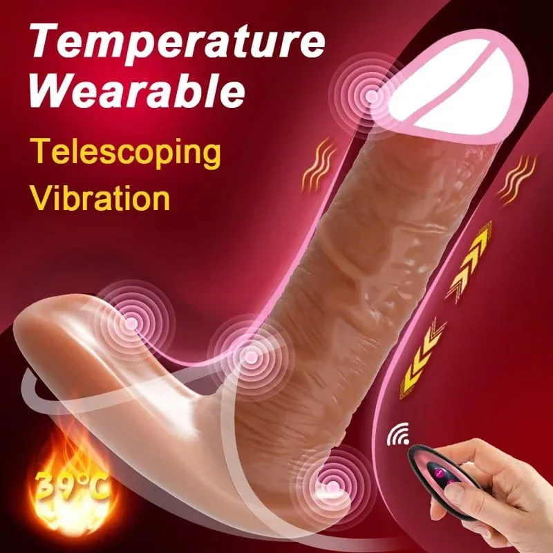 Thrusting Realistic Dildo Sex Toy for Woman Men Wireless Telescopic Dick Masturbator Huge Soft Vibrator Penis G Spot Vagina Anal