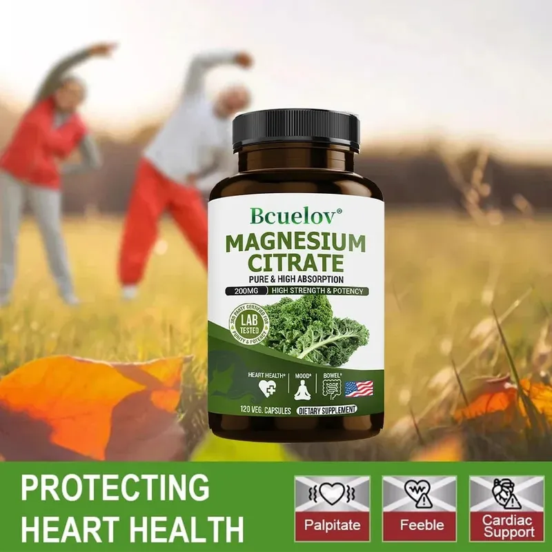 Magnesium Citrate Supplement - Highly Absorbed Relieves Constipation Relaxes Nerves Supports Heart Health Muscles and Bones