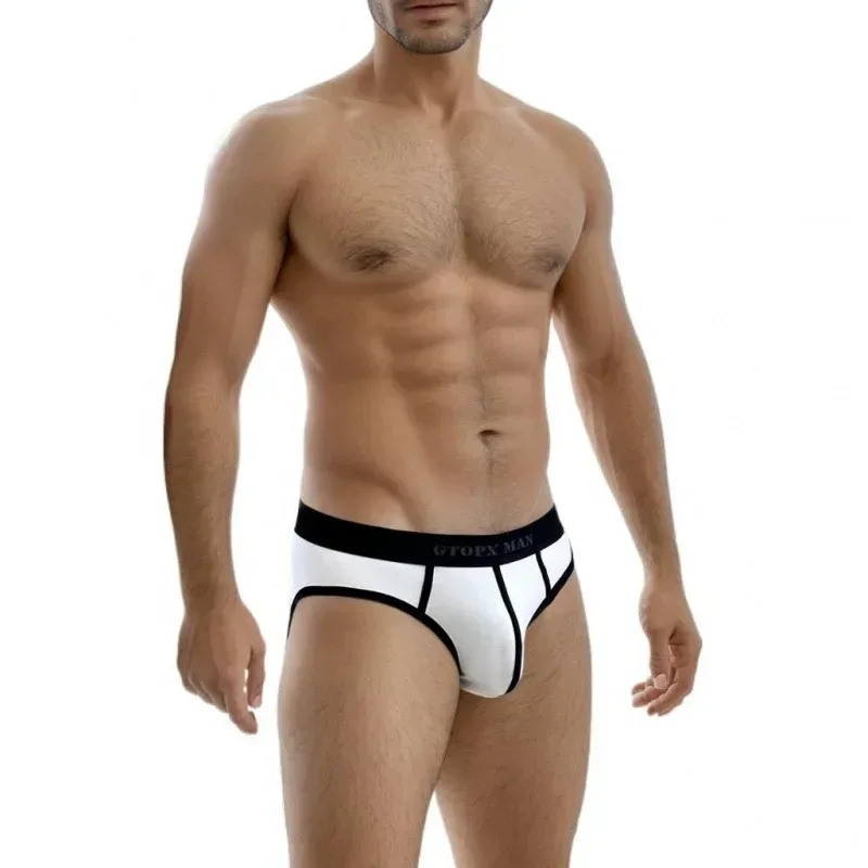 Sexy Men Underwear U Convex Pouch Single-layer Cotton Briefs for Men — image 3