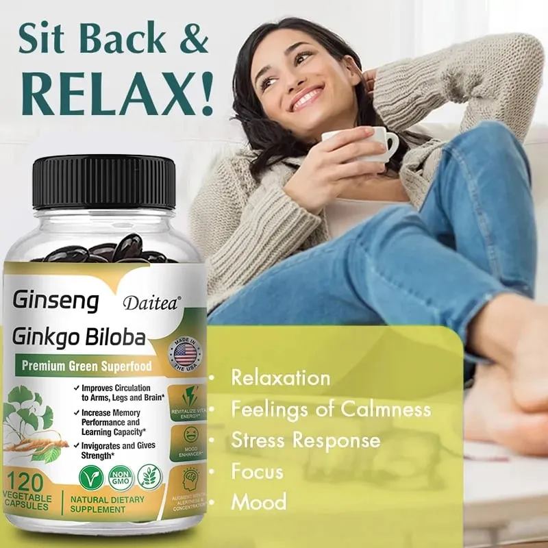 Premium Ginseng + Ginkgo - Suplemento Cerebral Nootrópico Memória e Concentração Circulação e Aumento de Energia 120 Cápsulas — image 2