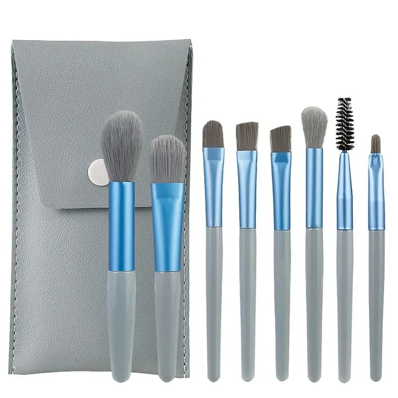 Set of 8 Soft Bristle Make Up Brushes Premium Synthetic With Bag Eyeshadow Brush Eye Facial Beauty Foundation Brush — image 14