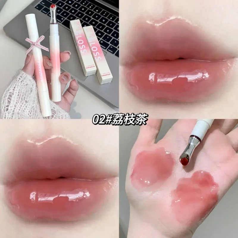 Kakashow Mirror Hydrating Lipstick (Iron Brush Tip) Gel Lip Gloss Hydrating Lip Gloss in 6 Natural Nude Shades Cosmetics — image 7
