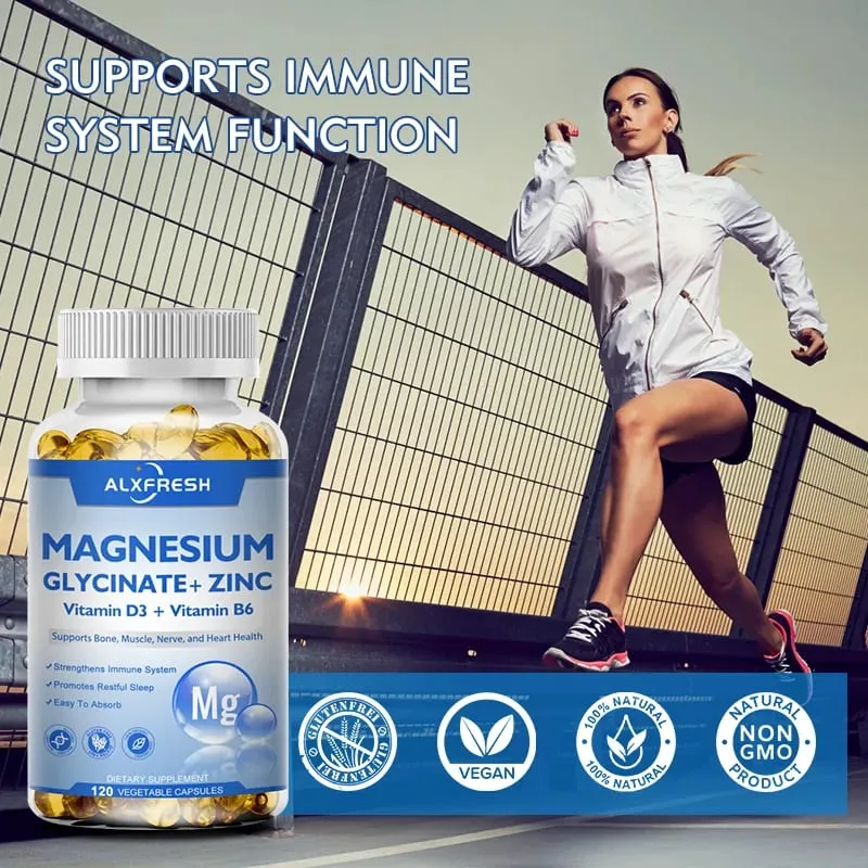 Alxfresh Magnesium Complex Capsules High Absorption Bone Muscle Brain Health Supplement Aids Sleep Stress & Anxiety Relief