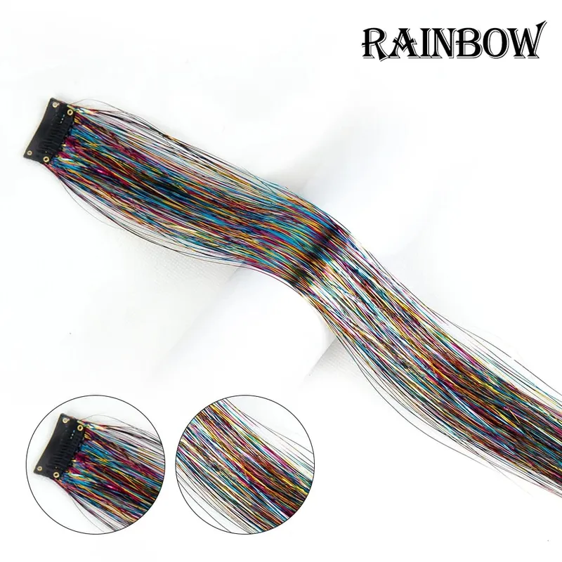 New Hair Tinsel Clip In Extensions Shiny Sparkle Hair Tinsel Glitter Fairy Hair Tinsel Kit Clip In Sparkle Hair Extension 19.5In