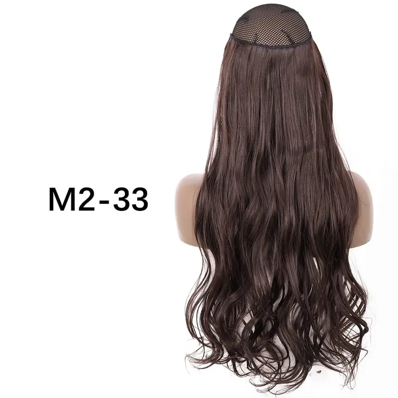 Synthetic No Clip Hair Extensions Natural 16 22 32" Long Wavy Invisible Wire One Piece False Hairpiece For Women