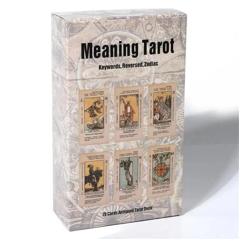 Tarot Card With Meaning On Them Beginner Tarot Keyword Antiqued Tarot Deck Learn Tarot 78 Cards Reversed — image 1