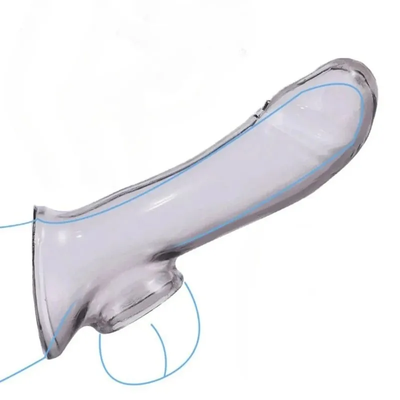 Alta elasticità per adulti manica del pene estensore del cazzo preservativi riutilizzabili e più sicuri giocattolo del sesso per coppia uomo strumenti di eiaculazione ritardata — image 2