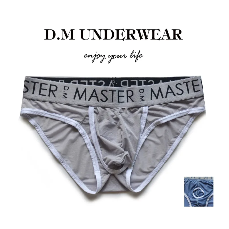 Men's Underwear Low Waist Thin Ice Silk Breathable Briefs High Elastic Letter Print Personality Underpants