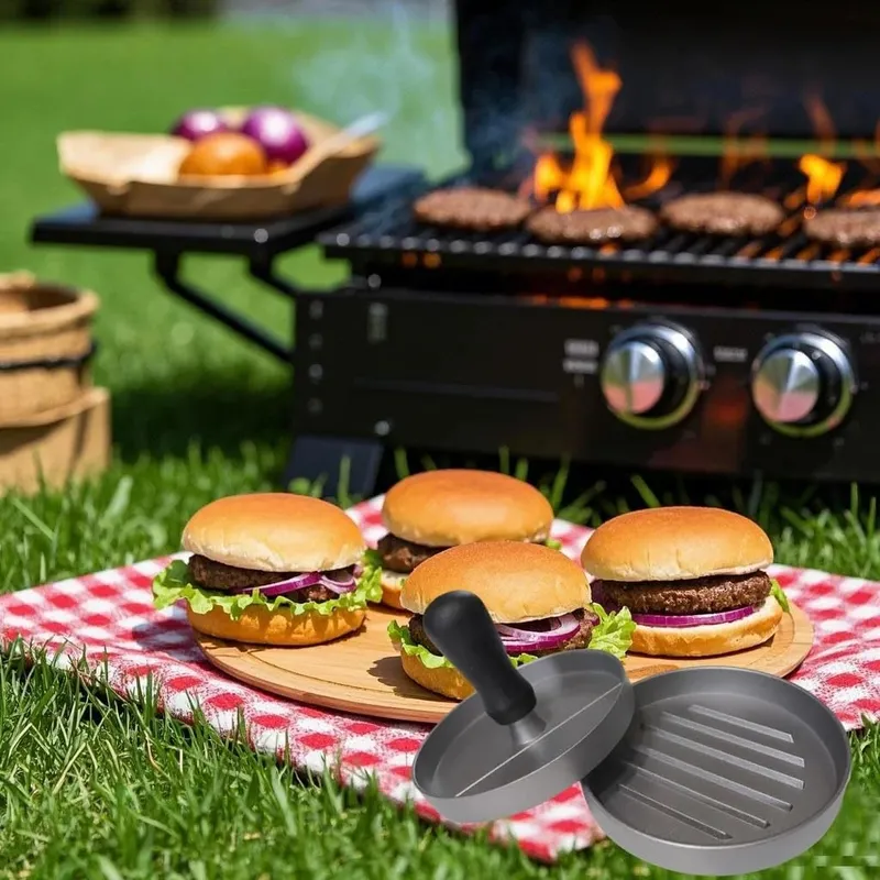 Burger Press Hamburger Meat Tool Patty Maker Aluminum Burger Maker for Kitchen BBQ Grill — image 3