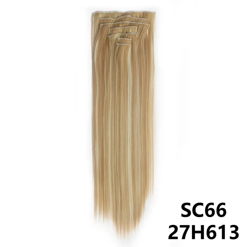 Long Straight Synthetic 16 Clips In Hair Extensions 7Pcs/Set High Temperature Fiber Black Brown Blonde Hairpiece For Women — image 20